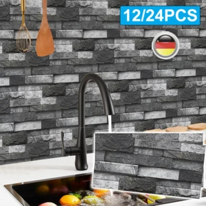 12/24PCS Wandaufkleber Mosaik Küche Fliesenfolie Fliesenaufkleber PVC Klebefolie - Bild 1 von 20