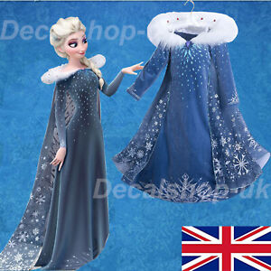 UK Elsa Girls Princess Dress Queen Cosplay Costume Grils Fancy Dress/&Crown Elsa2