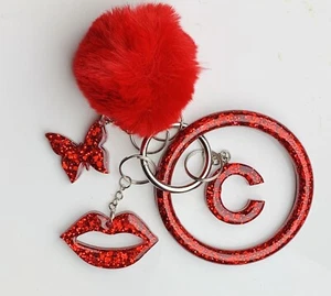 Glitter Red Resin Keychain Bracelet Set - Picture 1 of 1