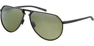 Porsche Design Hexagon Series Polarized Black Aviator Sunglasses P893864A Italy - Picture 1 of 3