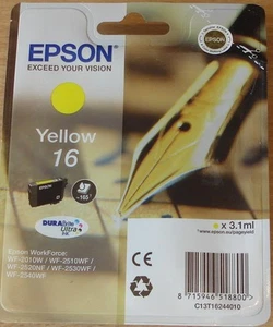 GENUINE EPSON 16 Yellow Cartridge T1624 ORIGINAL Pen & Crossword new sealed ink - Picture 1 of 4