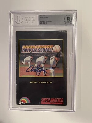 Folleto de instrucciones firmado por Roger Clemens Jugador Más Valioso de béisbol SNES Beckett losa Foto 1 de 2