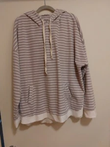 Women's Doublju Lavender & White Stripe Velour Hoodie 2x - Picture 1 of 8