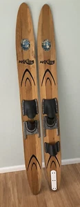 Vintage Pair of  Aqua King Cypress Gardens Wood Water skis 66” X 7” - Picture 1 of 10