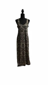 Ambiance Apparel Long Black & Tan Tribal Print Racerback Maxi Dress Size - Med - Picture 1 of 7