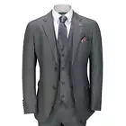 Herren klassisch 3 Stück Pin Streifen grau Anzug Retro 1920er Jahre Smart Maßgeschneiderte Passform