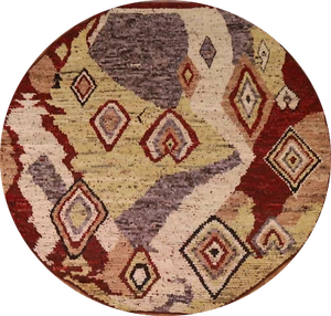 Abstract Moroccan Round Area Rug 7x7 Handmade Wool - Picture 1 of 16