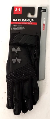Guantes de bateo Under Armour Heat Gear YMD para niños limpieza negros transpirables nuevos Foto 1 de 2