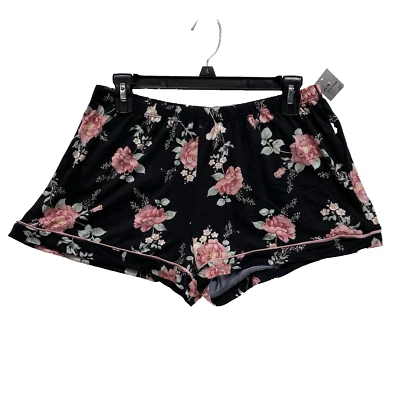 Flora by Flora Nikrooz Woman's NWT Black Multi Floral Size M Pajama Shorts - Image 1 of 4