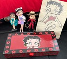 Betty Boop Lot-3 Rubber Figures/Pencil Case/Colored Pencils/Decal! 🩷💚🩷