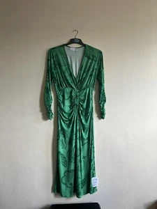 asos ruched green detail wrap maxi in paisley print size 12 - Picture 1 of 3