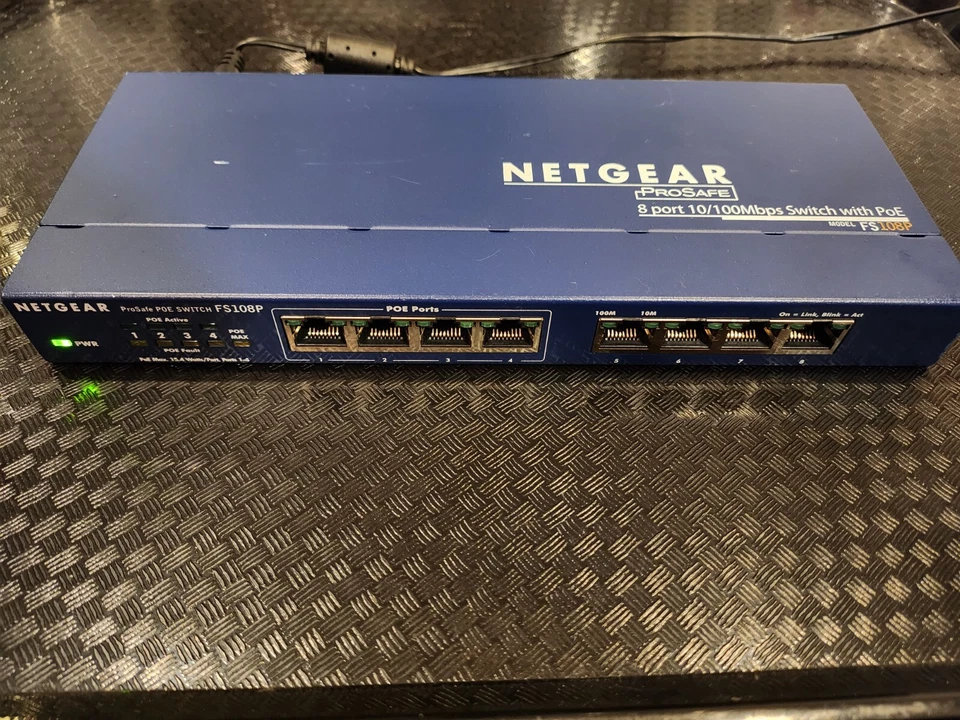 Netgear ProSafeFS108Pv3 8 Port Switch 10/100Mbps  W/ 4 PoE Ports + 4 Non-PoE - Image 1 of 4