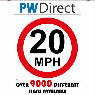 TR028 20 MPH SIGN PRIVATE ROADS HOUSING ESTATES CAR PARKS TRAFFIC MAXIMUM SPEED - Image 1 of 2