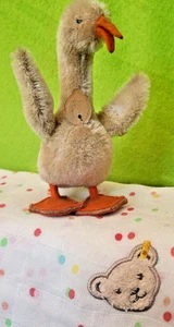 steiff 3300/12 Tulla Gans 12 cm Mohair weiß offene Flügel KFS sGUT - Bild 1 von 8