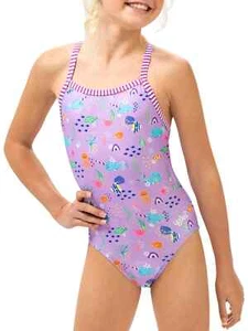 NWT Dolphin Dolfin Uglies Swimsuit Girl Sz 16 Kids Bathing Suit Purple Narwhal - Picture 1 of 6