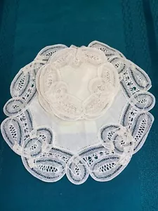 Juego de 6 posavasos hechos a mano de encaje real Bruselas vintage hechos en Bélgica - NUEVO - Imagen 1 de 24