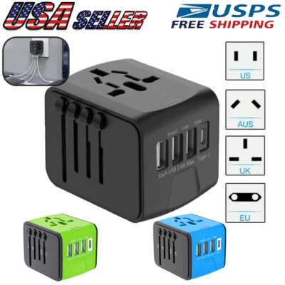 Universal Travel Adapter Converter International Wall Charger AC USB Power Plug