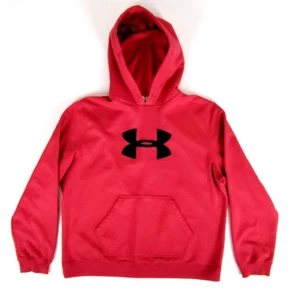 Under Armour Hooded Sweatshirt Unisex Youth XL Red No Draw String - Picture 1 of 12