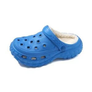 Boys Girls Fur Lined Clogs Garden Shoes for Kids 1.5-2.5 Big Kid Blue-lined - Picture 1 of 8
