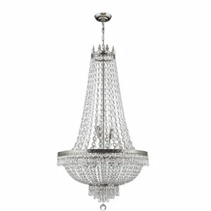 French Empire Crystal Chandelier 9 E12 Bulbs with Adjustable Hanging Light  - Picture 1 of 15