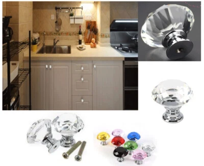Crystal Knob Diamond Shape Acrylic Glass Drawer Cabinet Pull Handle Dresser 30mm - Image 1 of 4