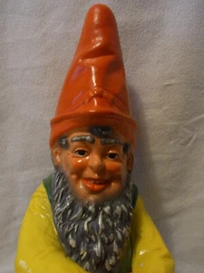 Yard Gnome Sitting while Fishing Ceramic Gartenzwerg Vintage German #OBEN - Picture 1 of 24