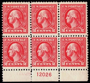US Sc# 528 *MINT OG 3NH* { SCARCE "GHOST PL# VARIETY } 2c WASHINGTON BLOCK OF 6 - Picture 1 of 3
