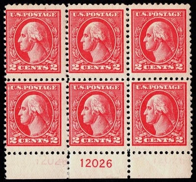 US Sc# 528 *MINT OG 3NH* { SCARCE "GHOST PL# VARIETY } 2c WASHINGTON BLOCK OF 6 - Image 1 of 3