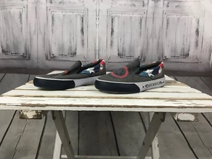 Marvel Captin American Civil War Boys Canvas Shoes Sneakers White Grey Sz 1 - Picture 1 of 5