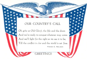 WWI Patriotic Eagle American Flag Poem Postcard - Picture 1 of 3