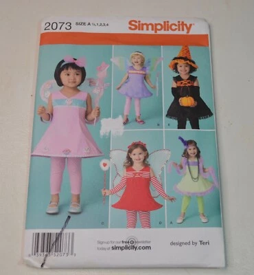 Uncut Girl's 1/2-4 SIMPLICITY Sewing Pattern 2073 FLAPPER FAIRY BUTTERFLY WITCH  - Image 1 of 3