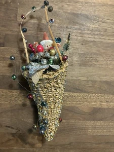 Ornament Weihnachten Sebnitz Antik Drahtwickel Füllhorn Weihnachtsmann Tannenbaum [e186] - Bild 1 von 11