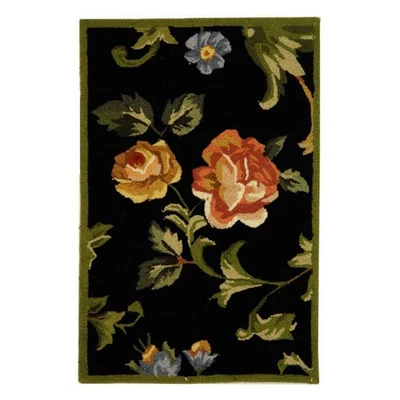 Chelsea Collection Accent Rug - 1'8" x 2'6", Black, Hand-Hooked French Countr... - Image 1 of 4