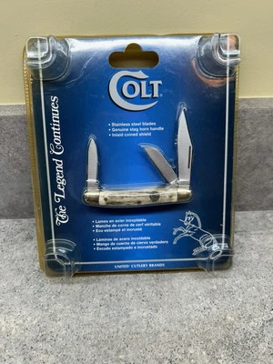 Colt CT0135C Genuine Stag Handle Pocket Knife New Old Stock Open Package (#4) - Image 1 of 4