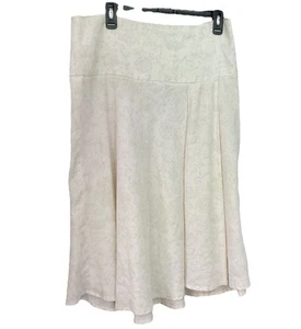 Gap Womens Ivory Cream Linen Midi Skirt 10 Lined Zip High Waist Asymmetric Pleat - Picture 1 of 8
