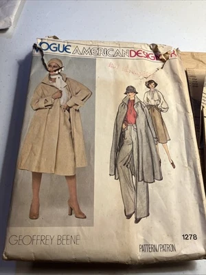 Trench Coat Skirt Pants Top Scarf 10 Vogue 1278 Sewing Pattern Designer Beene - Image 1 of 4