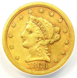1868-S Liberty Gold Quarter Eagle $2.50. Certified ANACS VF35 Detail - Rare Date - Picture 1 of 4