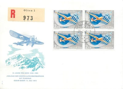E0059 Switzerland 1963 Airmail Pro-Aero - Image 1 of 2