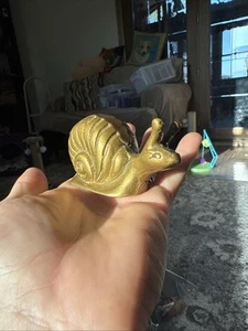 Vintage Brass Small Snail Paperweight Figure 3 Inches - Picture 1 of 5