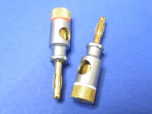 Lamellen Bananenstecker Stecker gerade Stift Ø 4 mm vergoldet Serie 20 Rot Weiss - Bild 1 von 1