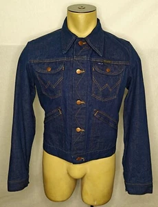 Vtg 70s Wrangler No Fault USA 126MJ blue denim jean trucker jacket size 38 - Picture 1 of 5
