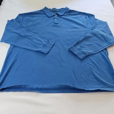 Saddlebred Men's Blue Cotton Big & Tall Polo Shirt Long Sleeve Size 3XLT - Image 1 of 4