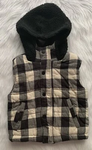 Boys Vest 4t Black and White Buffalo Check - Picture 1 of 5