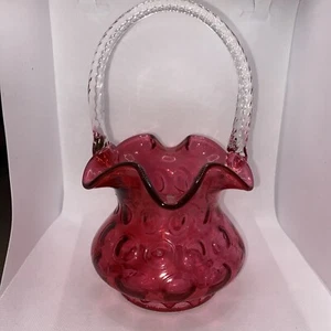 Cesta Fenton Art Glass Arándano MONEDA PUNTO 8 1/2" mango óptico diamante G-1012 - Imagen 1 de 9