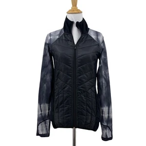 Zella Quilted Jacket Women XS Extra Small Tie Dye Sleeves Woven Panel Thumbholes - Picture 1 of 13