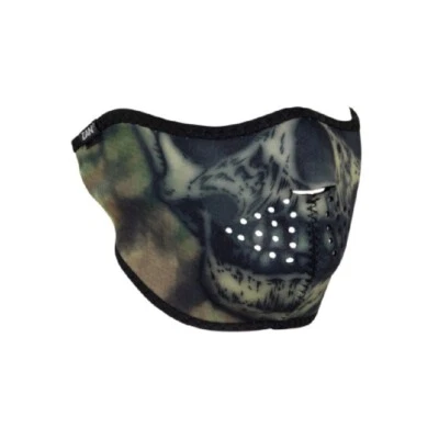 扎染迷彩头骨氯丁橡胶半脸面具骑手滑雪全地形车反向黑色 — 第 1/2 张图片