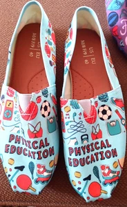 NUEVO Zapato de Lona Sin Cordones Unisex M8 W9 EU 40 Azul Educación Física Tema Deportivo - Imagen 1 de 7