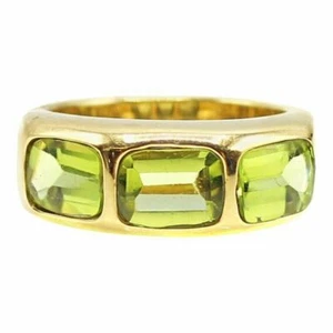 2Ct Lab-Created Emerald Peridot Ring Trilogy Solitaire 9ct SOLID Yellow Gold - Picture 1 of 4