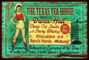 *TEXAS TEA HOUSE DANCE HALL* LETRERO DE METAL 8X12 RÚSTICO LODGE DECORACIÓN WESTERN RANCH - Imagen 1 de 1