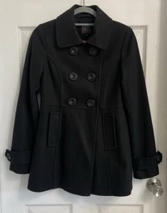 Paper Doll Los Angeles Trench Coat Size Small Black Wool Blend Button Up NWOT - Picture 1 of 6